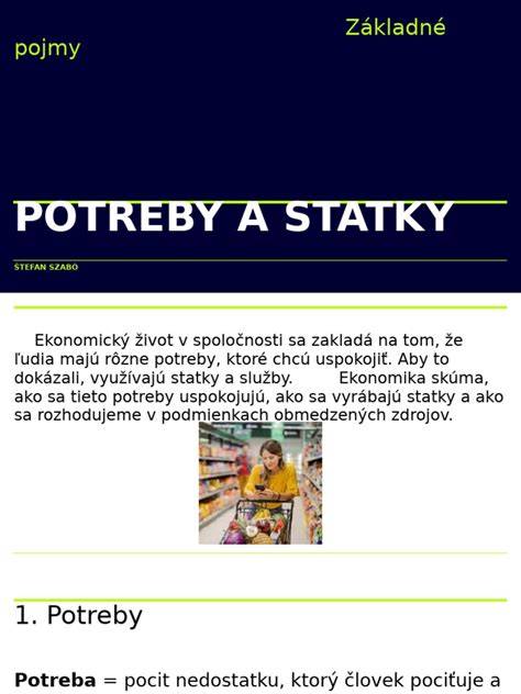 Potreby, statky a služby v ekonomike: vedenie domácností a alokácia vzácnych zdrojov